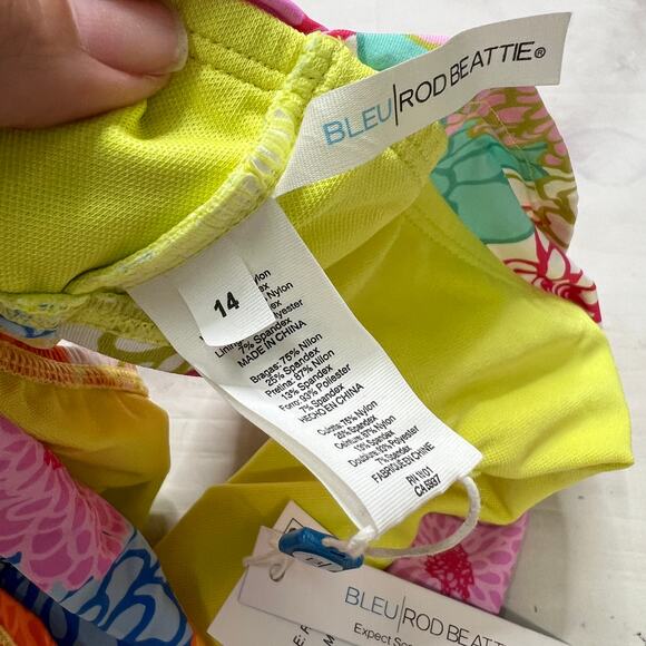 Bleu Rod Beattie Floral Fresh Picks Sarong Bikini Bottom Size 14 White New - Picture 5 of 5